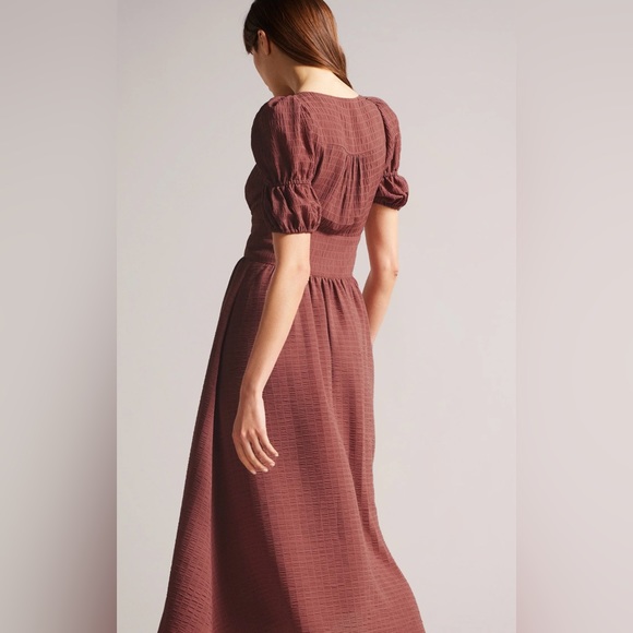 Ted Baker Angeia Textured Crepe Button Front MIDI Dress Medium Pink Size Medium - Picture 3 of 8